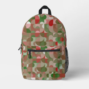 Mochila Impresa Groovy Boho Mod Retro Geométrico Navidad