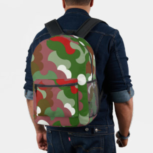 Mochila Impresa Groovy Funky Retro Boho Navidades rojos y verdes