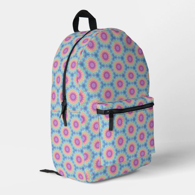 Mochila Impresa Groovy Retro kaleidoscope Patrón Pastel (Esquina izquierda trasera)