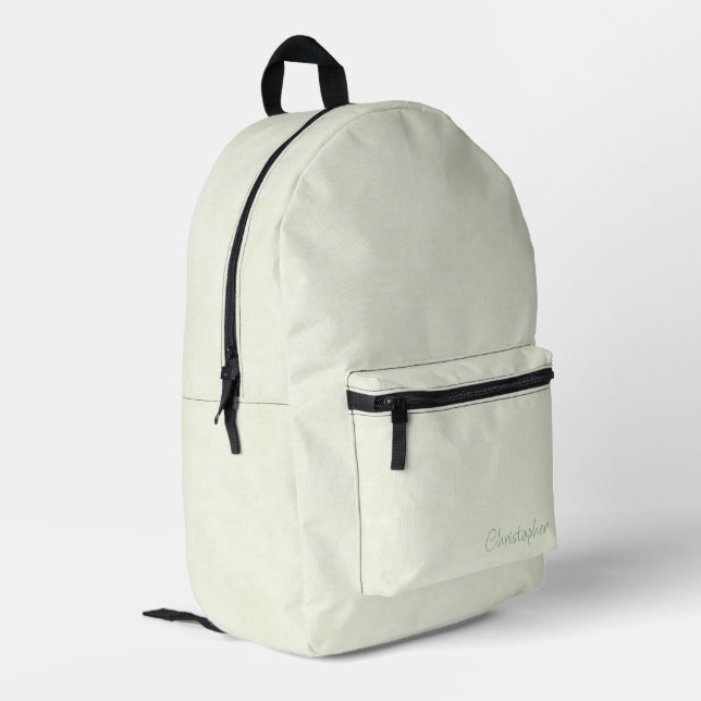 Mochila Impresa Grunge verde pálido escarpado con nombre (Esquina izquierda trasera)
