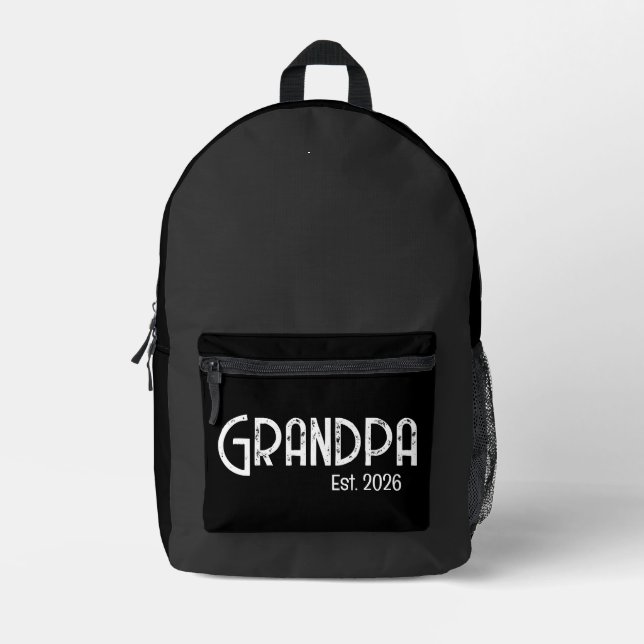 Mochila Impresa Grunge White Letters Established Grandpa (Anverso)