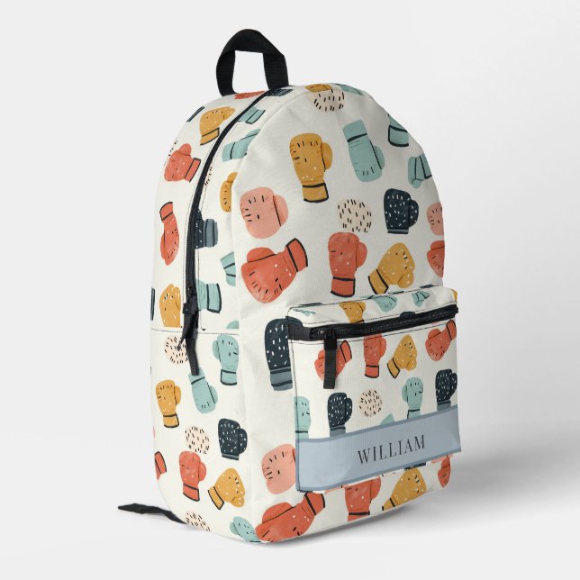 Mochila Impresa Guantes De Boxeo Niños Beige De Nuevo A La Escuela (Esquina izquierda trasera)