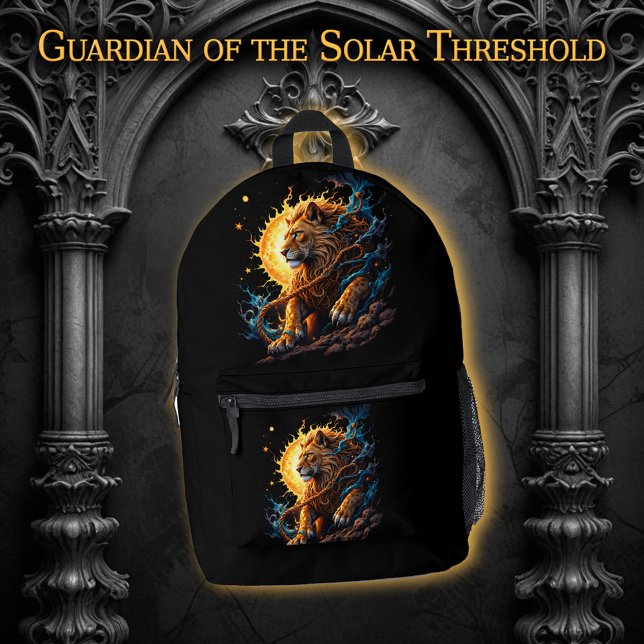 Mochila Impresa Guardián del Umbral Solar – León del Equilibrio (Subido por el creador)