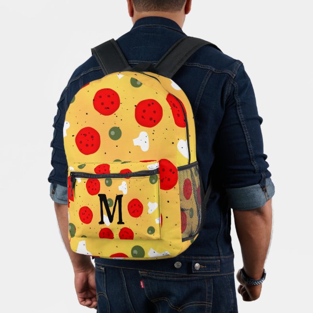 Mochila Impresa Guay divertida pizza pepperoni hongo Monograma (Insitu (Modelo))