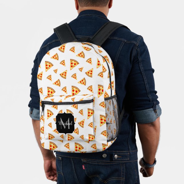 Mochila Impresa Guay divertido pizzas patrón blanco Monograma negr (Insitu (Modelo))