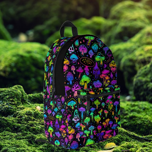 Mochila Impresa Guay Neon Mushrooms | Monograma colorido (Subido por el creador)