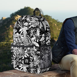 Mochila Impresa Guay PERSONALIZADO Leaf Tropical Blanco Negro Impr