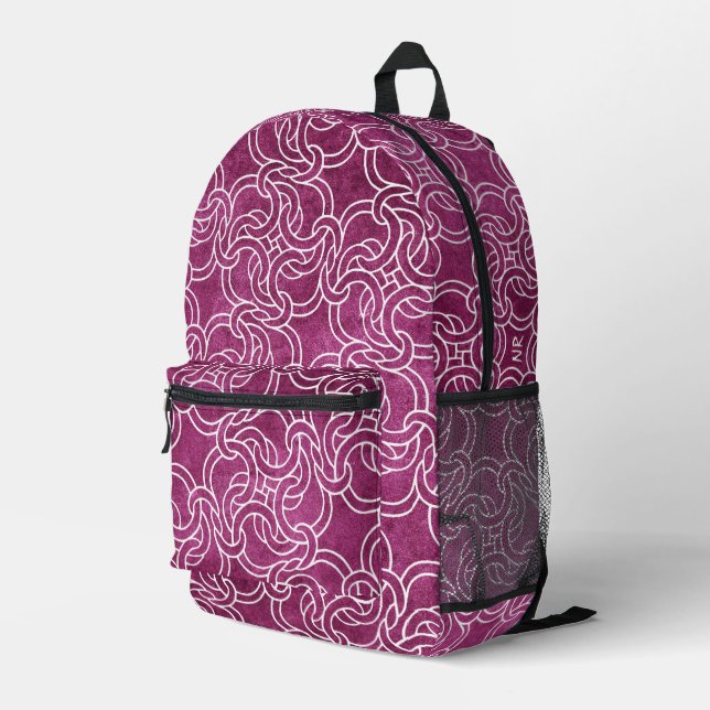 Mochila Impresa Guay Purple Pink Celtic Knot Moderno Monogramado (Esquina derecha trasera )