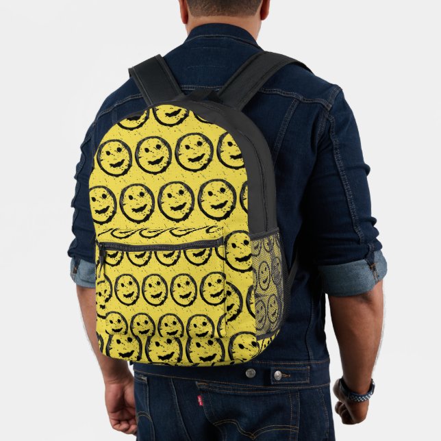 Mochila Impresa Guay Seted Happy Sonriente patrón de cara amarillo (Insitu (Modelo))