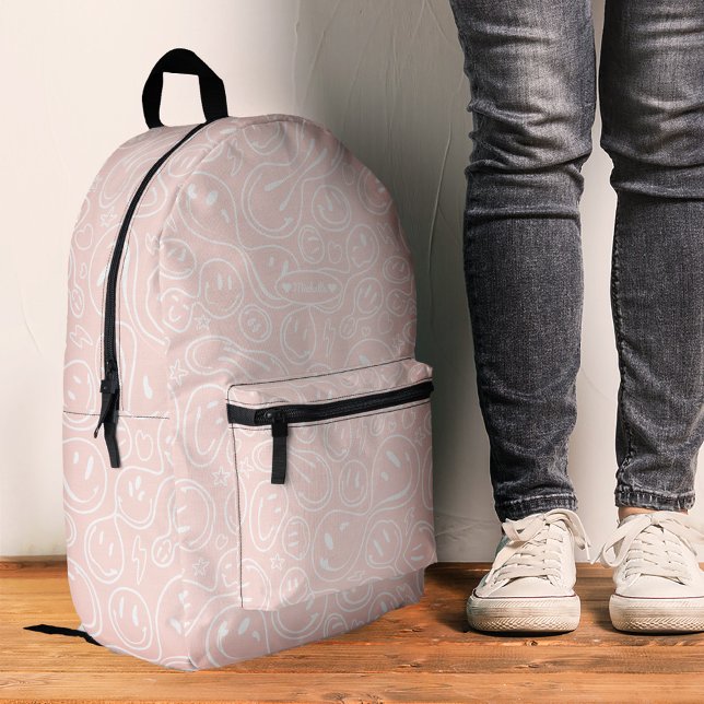 Mochila Impresa Guay Smile Face Pink Girly Styly (Cool Smile Face Pink Girly Stylish Printed Backpack
)