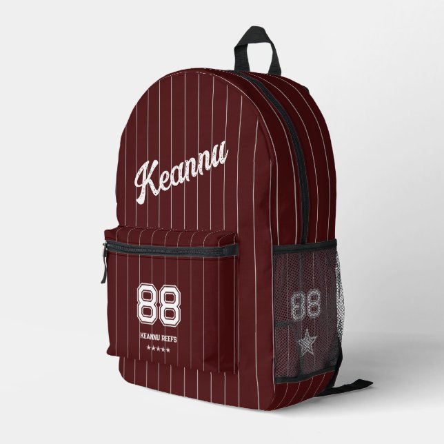 Mochila Impresa Guay Stylish Deporty Baseball Maroon Red Stripes (Esquina derecha trasera )