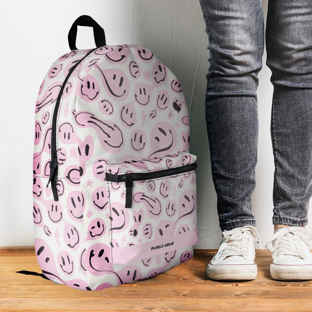 Mochila Impresa Guay vuelve a la escuela Chica Pastel Pink (Cool Back to School Smile Girl Pastel Pink Printed Backpack
)