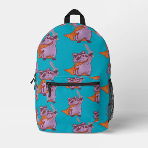 Mochila Impresa Guerrero Mapache de Fantasía Adorable con Espada y