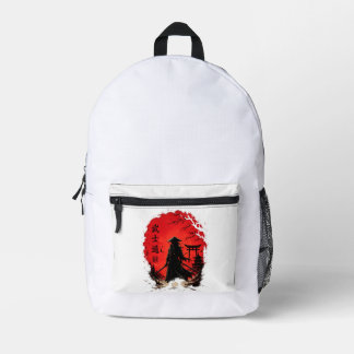 Mochila Impresa Guerrero samurái Bushido Luna Roja Japones Vintage