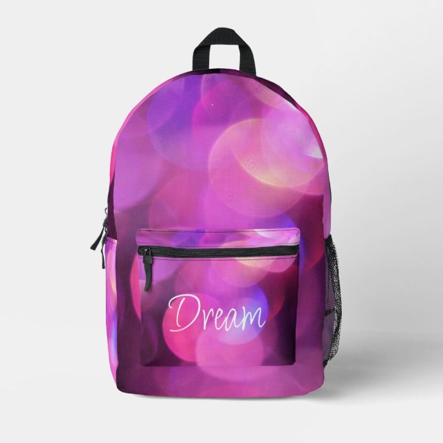 Mochila Impresa Guión blanco "Dream", espárragos morados (Anverso)