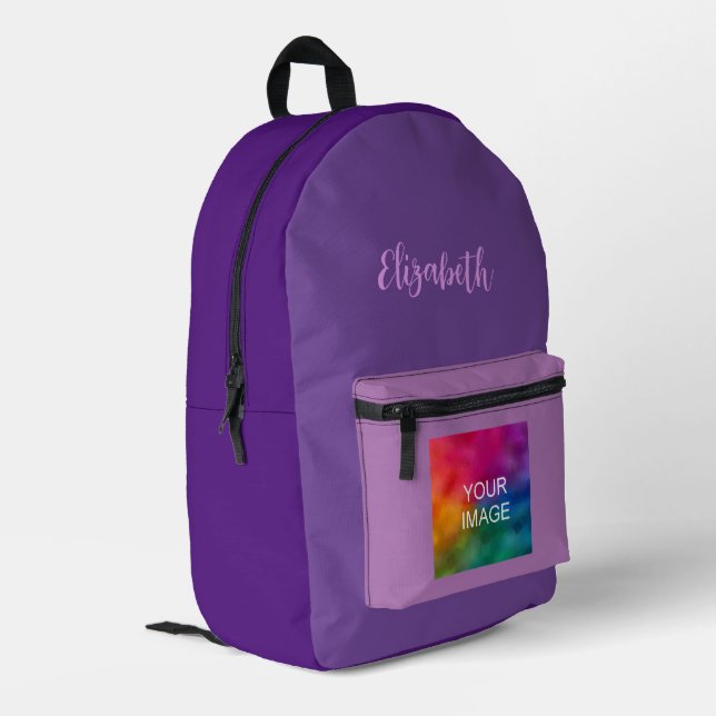 Mochila Impresa Guión manuscrito personalizado Royal Purple Lavend (Esquina izquierda trasera)