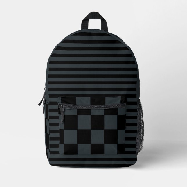 Mochila Impresa Gunmetal Black Vintage Checkered y Strike (Anverso)