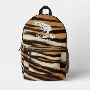 Mochila Impresa Hair Stylist Custom Name Tiger Print Salon Bag