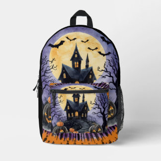 Mochila Impresa Halloween,Casa Embrujada, Calabazas Espeluznantes,