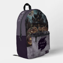 Mochila Impresa Halloween, Casa Embrujada y Calabazas Espeluznante