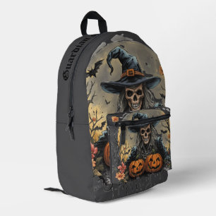 Mochila Impresa Halloween,Guardián de las Calabazas, Cráneo, Calab