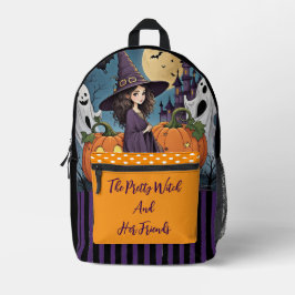 Mochila Impresa Halloween, La Bruja Bonita y Sus Amigos