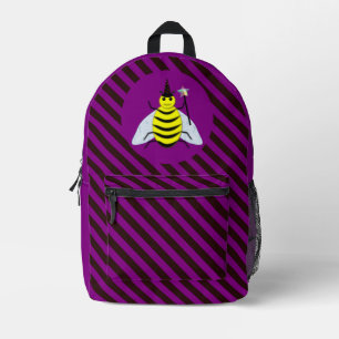 Mochila Impresa Halloween Magic Bee Wizard Purple and Black Stripe