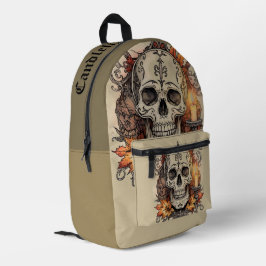 Mochila Impresa Halloween, Patrón de Calavera, Calavera a la luz d