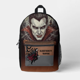 Mochila Impresa Halloween, vampiro sediento, parche de calabaza im