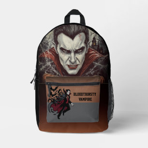 Mochila Impresa Halloween, vampiro sediento, parche de calabaza im