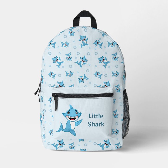 Mochila Impresa  Happy Shark Family patterned Blue (Anverso)