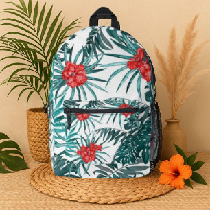 Mochila Impresa Hawaiian Floral Watercolor Tropical Flower Design