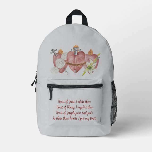 Mochila Impresa Hearts of the Holy Family (Anverso)
