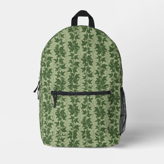 Mochila Impresa Hedera Ivy Vines - patrón D_L verde botánico. (Anverso)