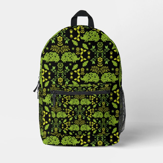 Mochila Impresa Hedgehog Folk Art (Anverso)