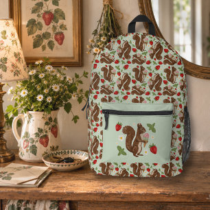 Mochila Impresa Helado De Ardilla Caprichosa Fresa Bosque