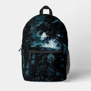 Mochila Impresa Hermosa luna resplandece a través de árboles