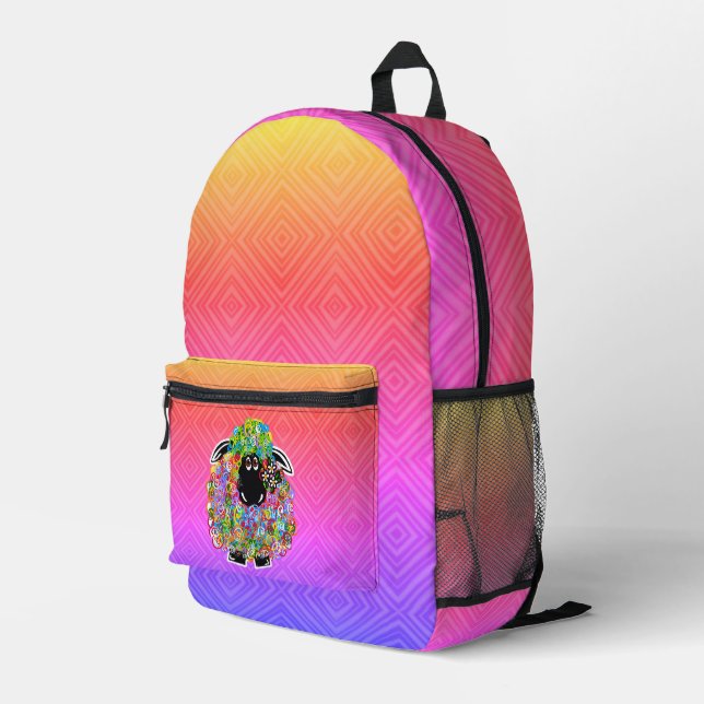 Mochila Impresa Hermosa Oveja Arcoiris De La Familia (Esquina derecha trasera )