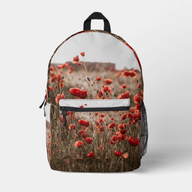 Mochila Impresa hermosas flores de amapola (Anverso)