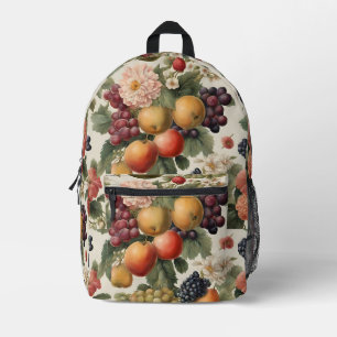 Mochila Impresa Hermosas frutas y flores impresas al estilo francé