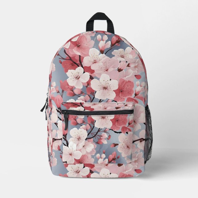 Mochila Impresa Hermosas ramas de flores de primavera (Anverso)