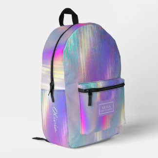 Mochila Impresa Hermoso Arcoíris Holográfico Suave