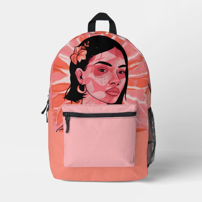 Mochila Impresa Hermoso chica artístico (Anverso)