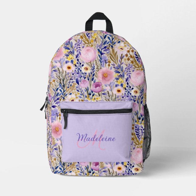 Mochila Impresa Hermoso jardín de flores silvestres (Anverso)