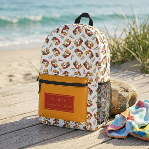 Mochila Impresa Hermoso patrón de tigre naranja con nombre monogra