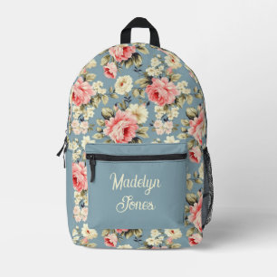 Mochila Impresa Hermoso patrón floral de campo personalizado