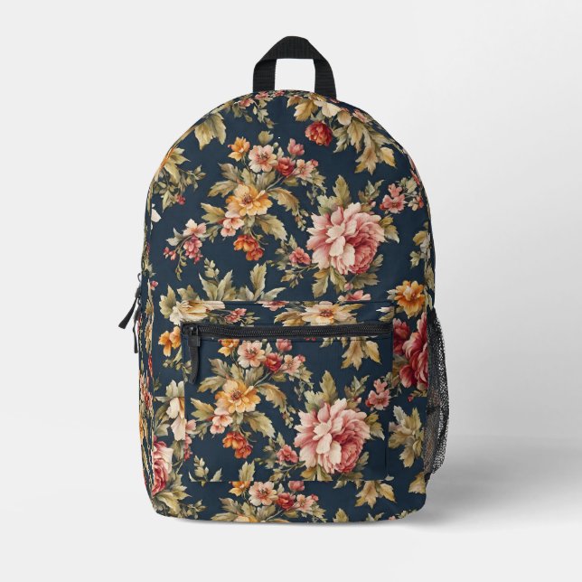 Mochila Impresa Hermoso patrón floral italiano (Anverso)