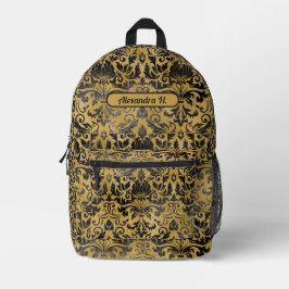 Mochila Impresa Hermoso resplandor negro y dorado