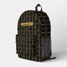 Mochila Impresa Hermoso resplandor negro y dorado