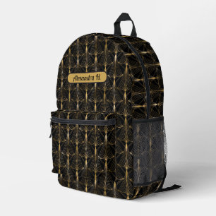 Mochila Impresa Hermoso resplandor negro y dorado